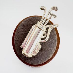 VTG Solid Sterling Silver 925 Golf Club Bag Pin Brooch Size 2" Length